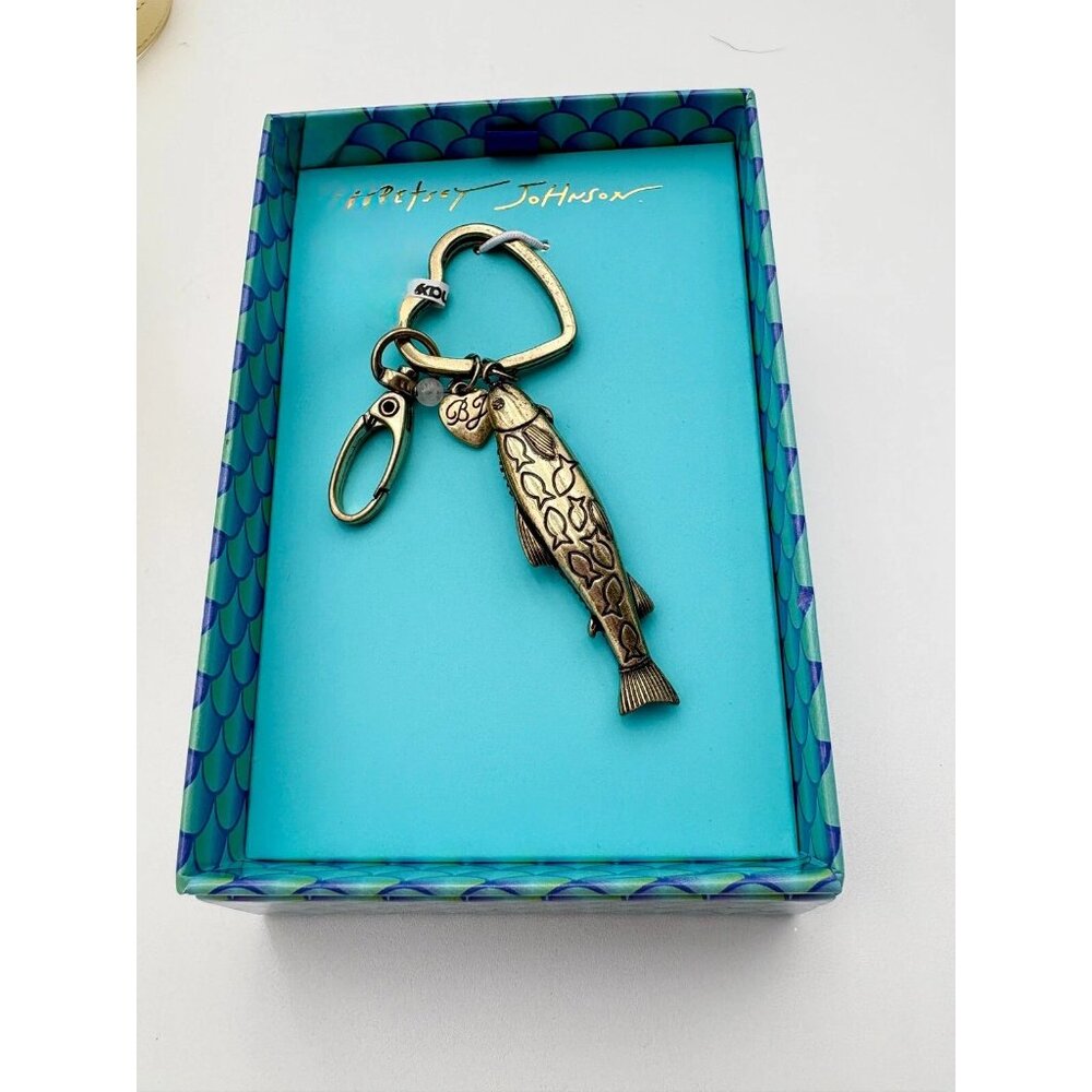 BETSEY JOHNSON Crystal Fish Keychain Key Fob Bag Charm - NIB - Picture 2 of 2